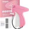 Handheld Stitch Tag Gun for Clothes, Quick Clothing Fixer, Tagging, Sewing Kit Includes 6 Needle, 1000 Black Fasteners & 1000 White Fasteners, Pink